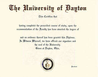 University of Dayton diploma paper sample